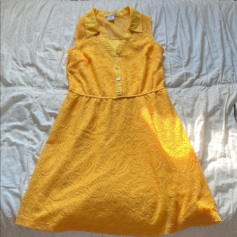 Yellow Lace Sleeveless Dress